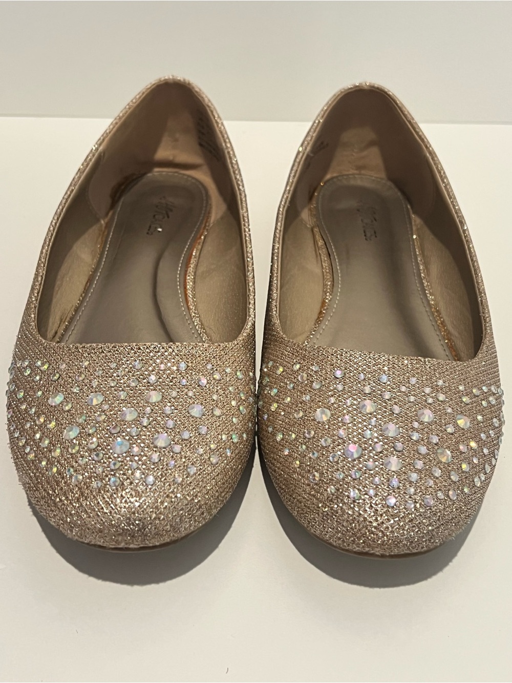 Sparkle Ballet Flats in Beige with Crystal Accents - Picture 2 of 3